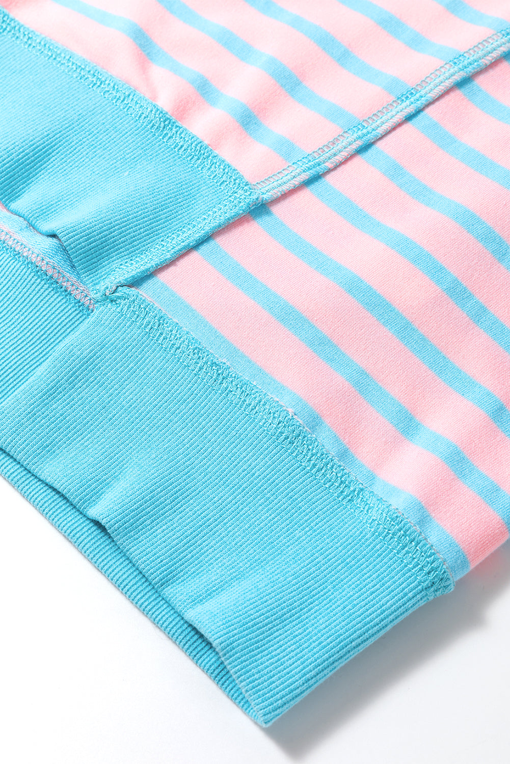 pink stripe oversized contrast trim exposed seam high low t shirt