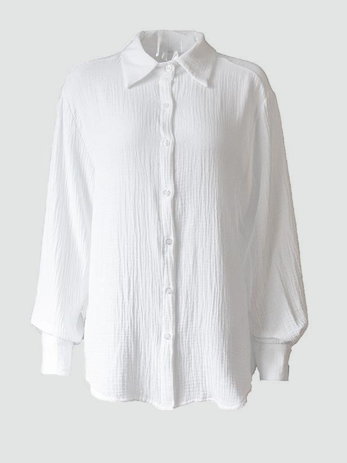 textured collared neck long sleeve shirt