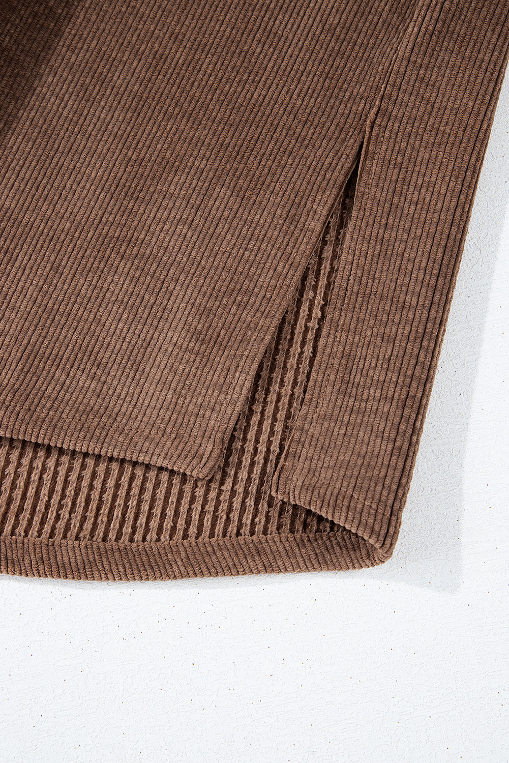 chestnut corduroy flap pocket button up shacket