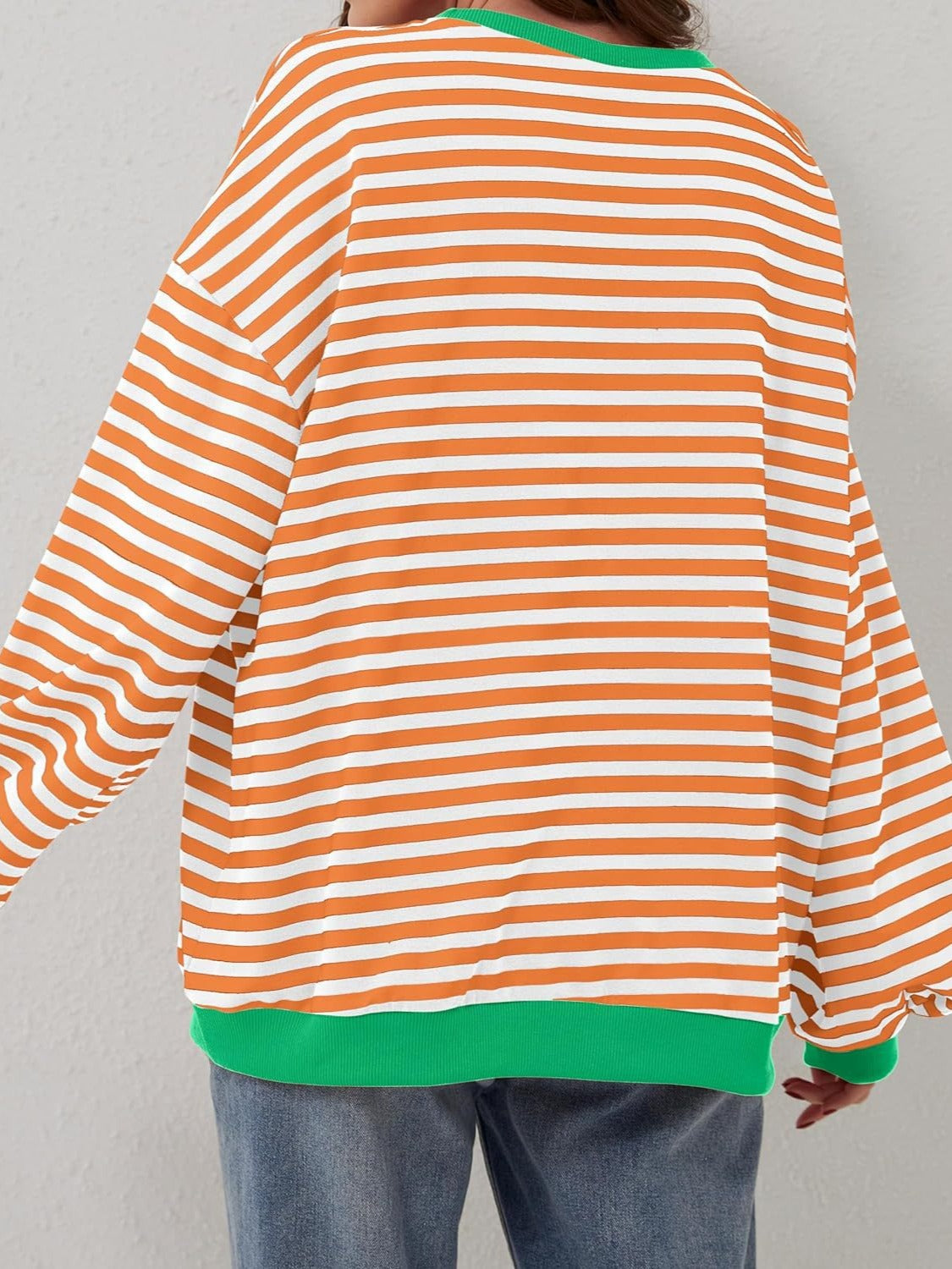 contrast striped long sleeve sweatshirt