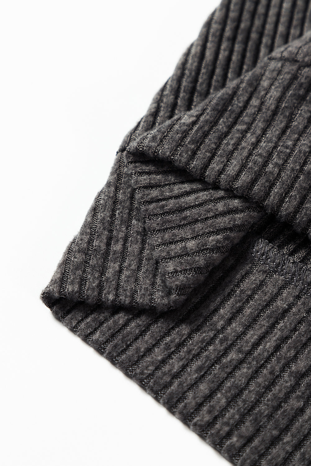 dark grey ribbed zip up front drawstring hoodie