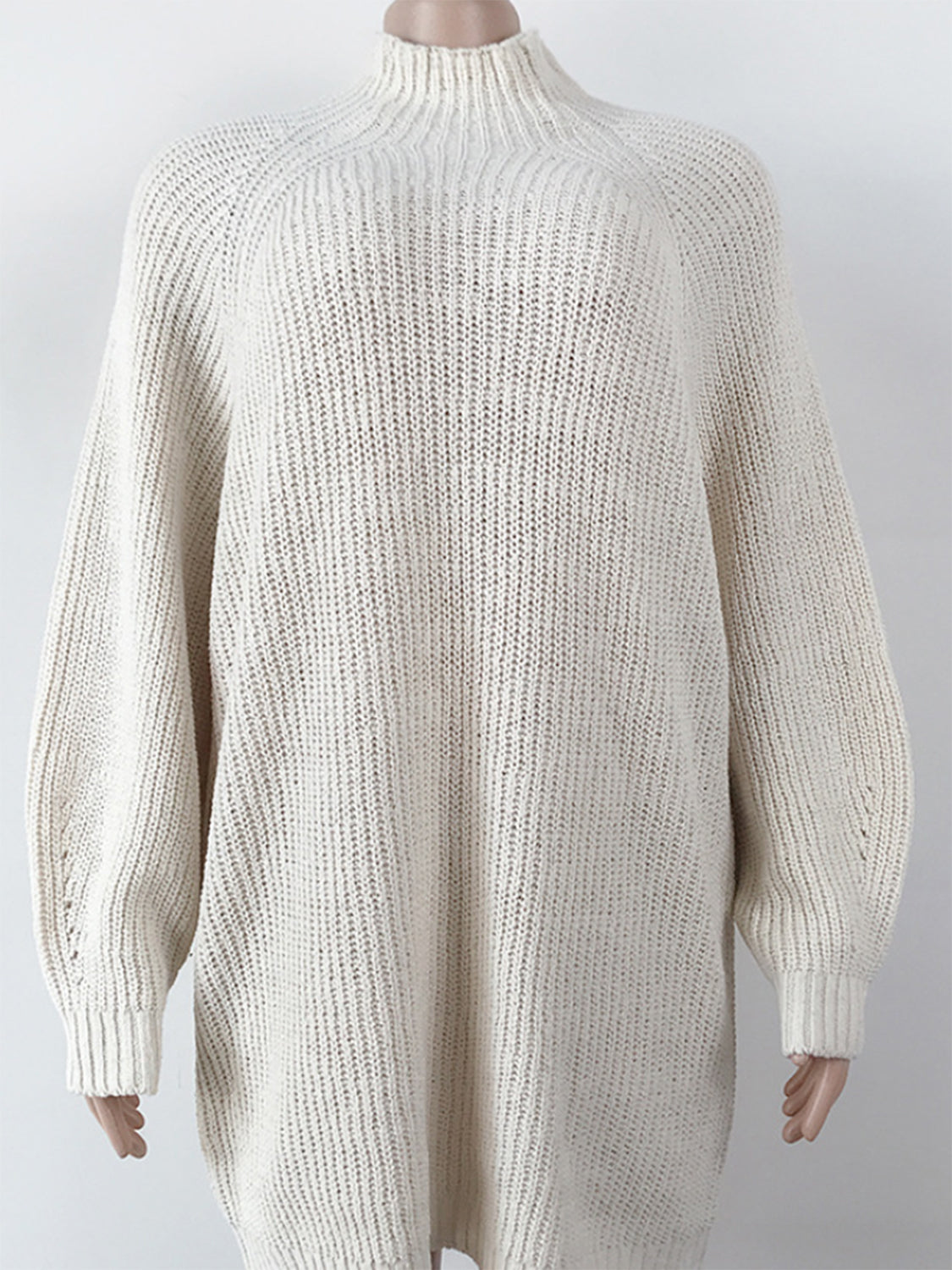 mock neck dropped shoulder sweater dress