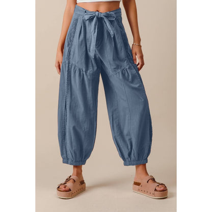EYELET LACE TRIMMED JOGGER PANTS