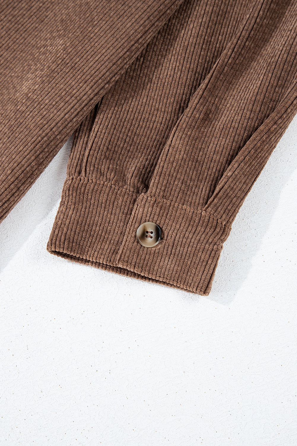 chestnut corduroy flap pocket button up shacket