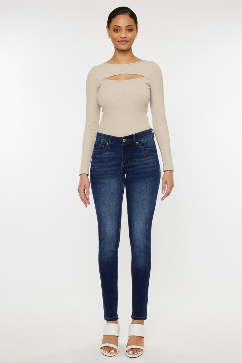kancan mid rise gradient skinny jeans