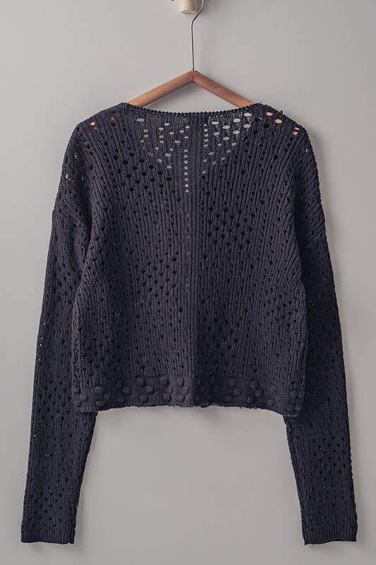 hollow web knit cardigan