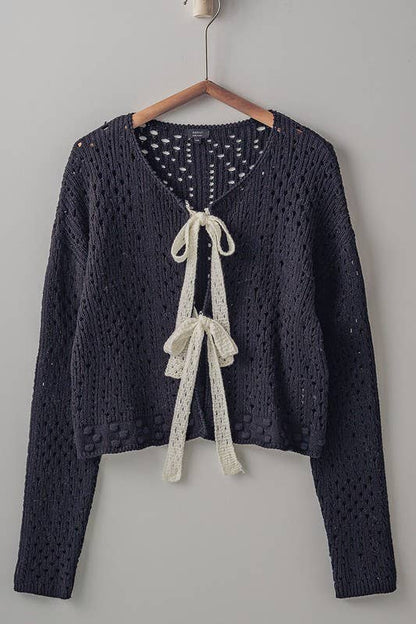 Hollow Web Knit Cardigan