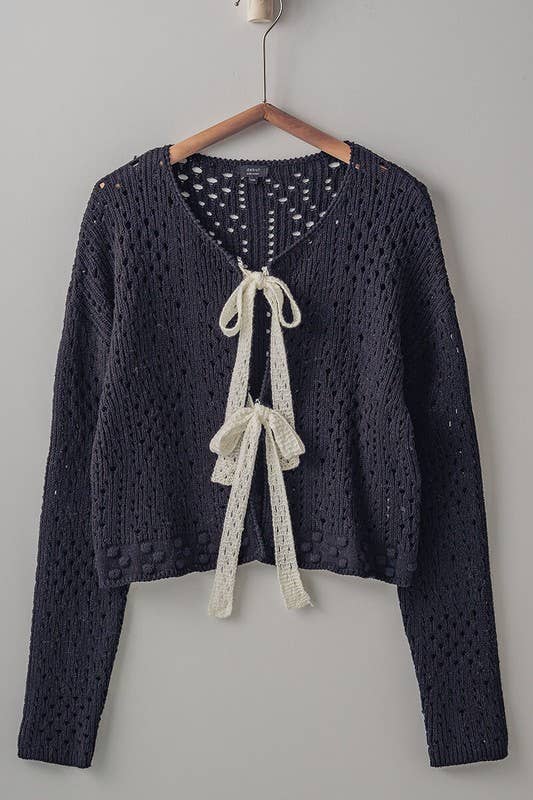 Hollow Web Knit Cardigan