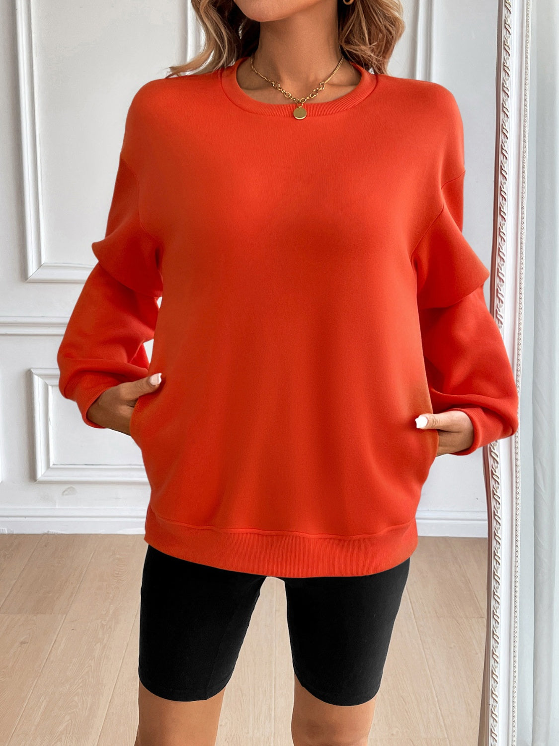 ivy lane round neck long sleeve sweatshirt