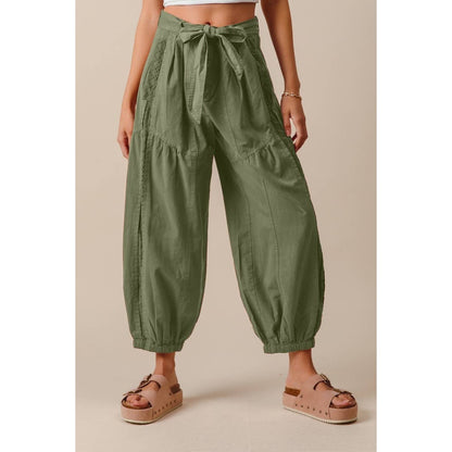 EYELET LACE TRIMMED JOGGER PANTS
