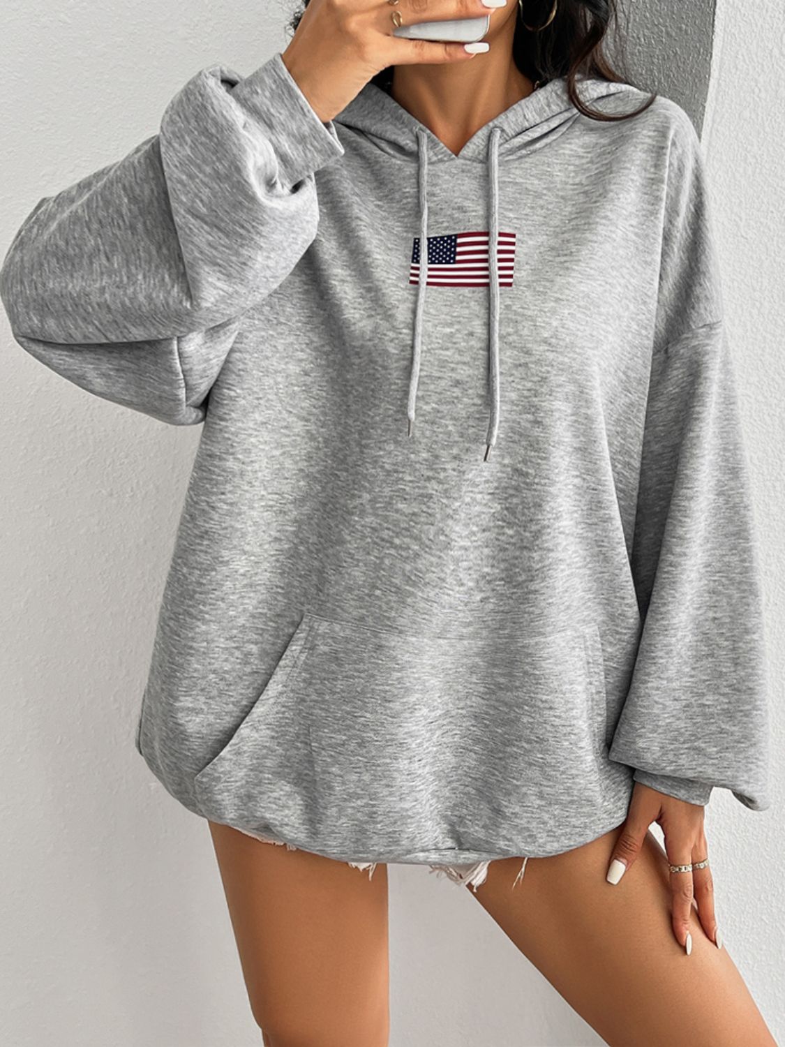 devine drawstring us flag long sleeve hoodie