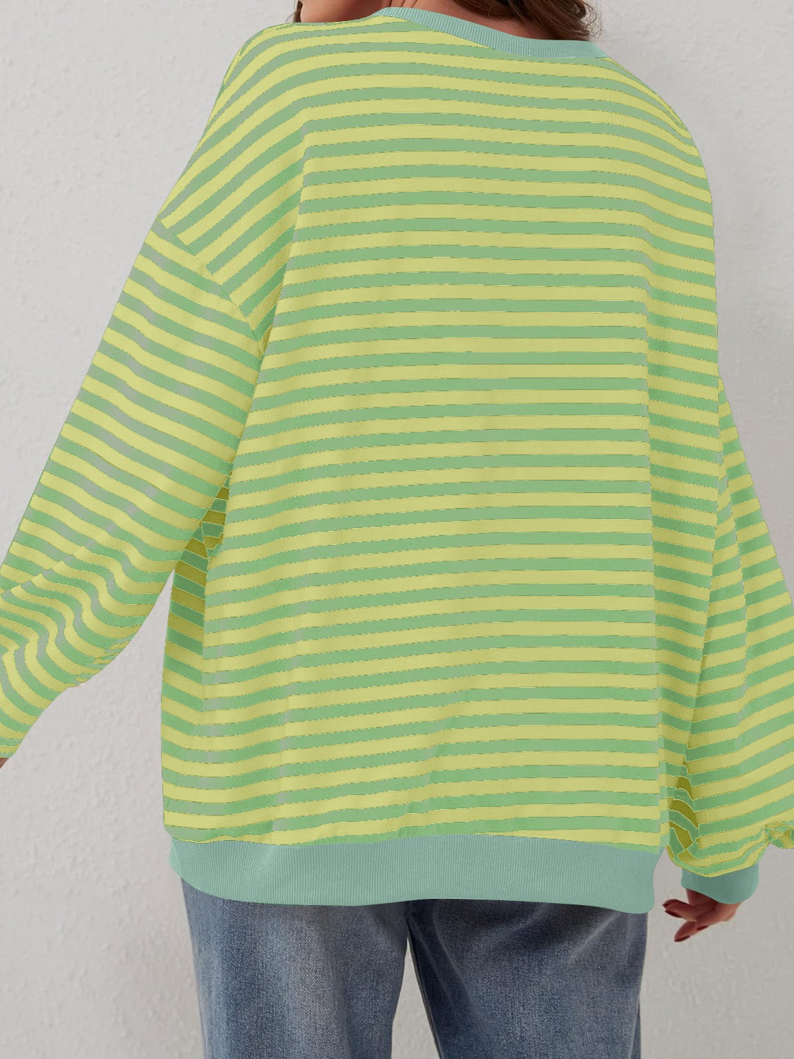 contrast striped long sleeve sweatshirt