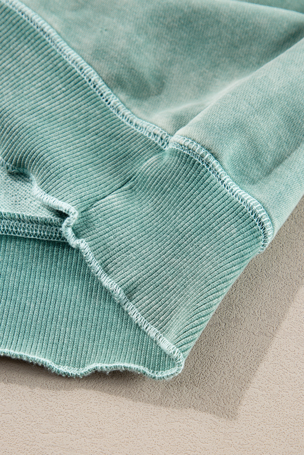 mineral blue solid waffle knit patchwork raglan sleeve sweatshirt