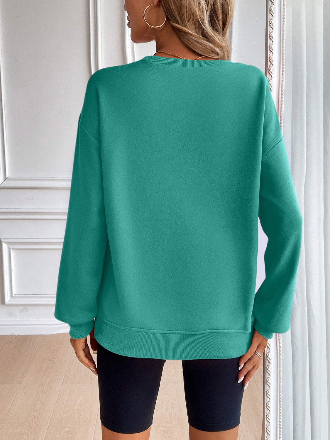 ivy lane round neck long sleeve sweatshirt