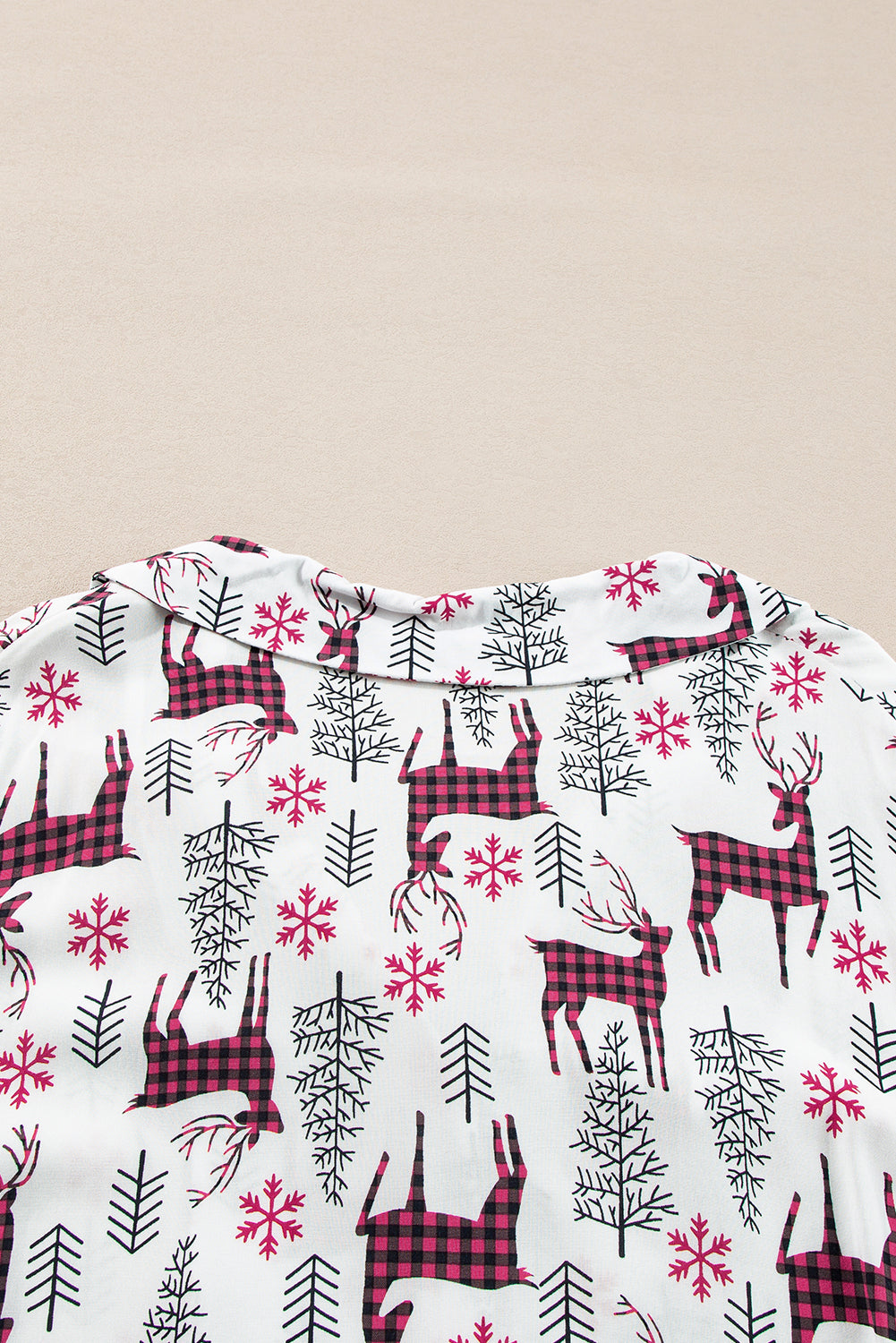 white christmas printed shirt and pants pajama set