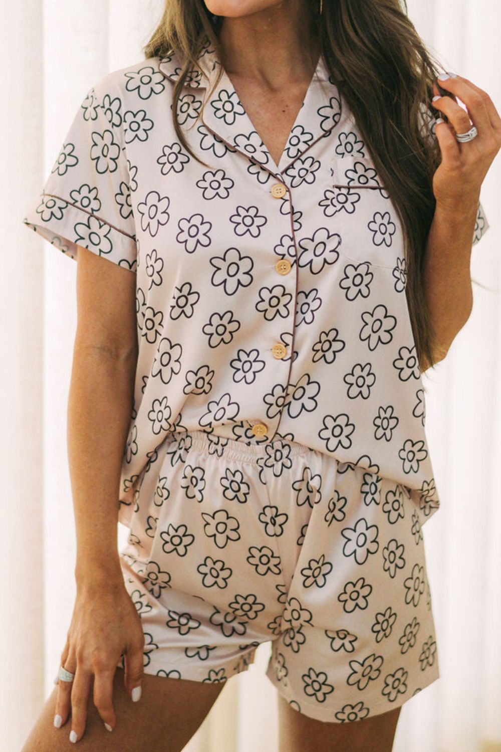 flower printed top and shorts lounge set