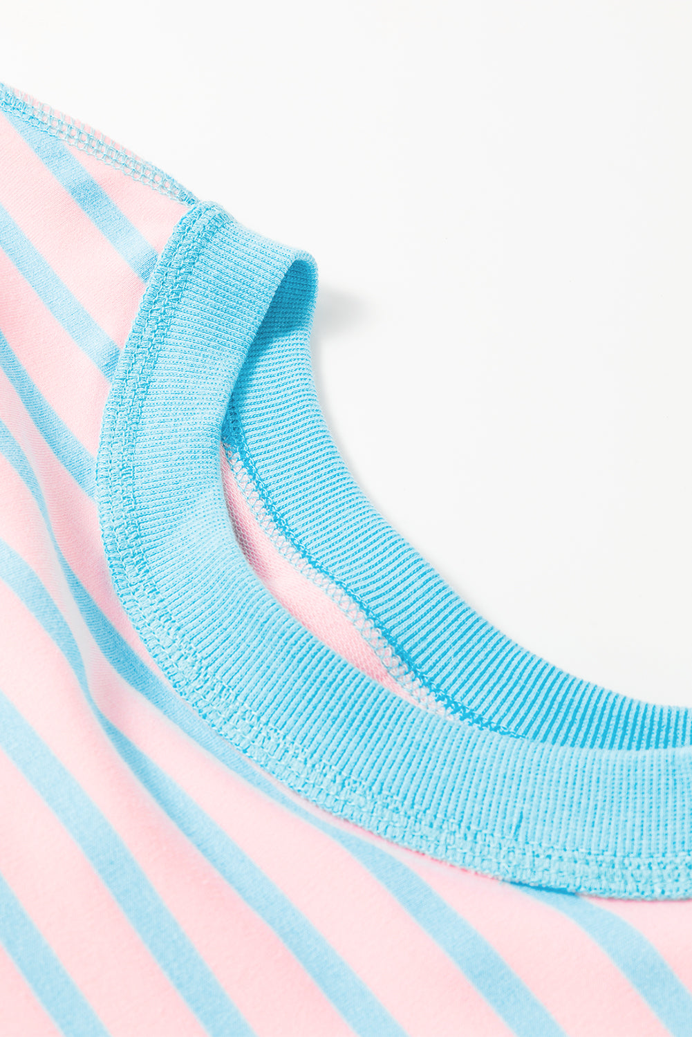 pink stripe oversized contrast trim exposed seam high low t shirt