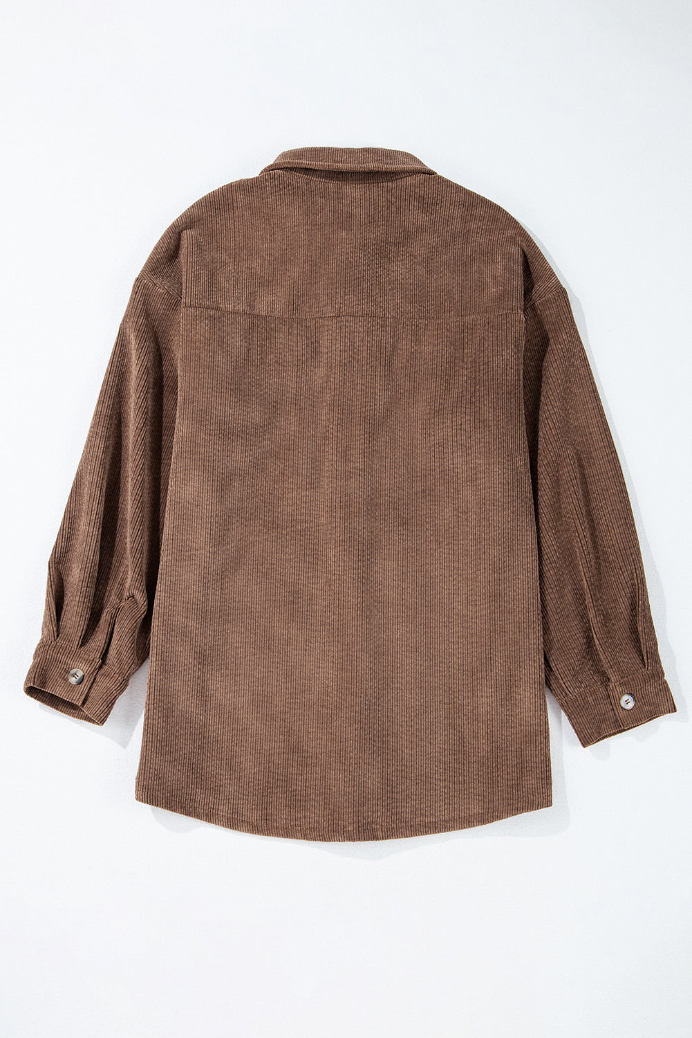 chestnut corduroy flap pocket button up shacket