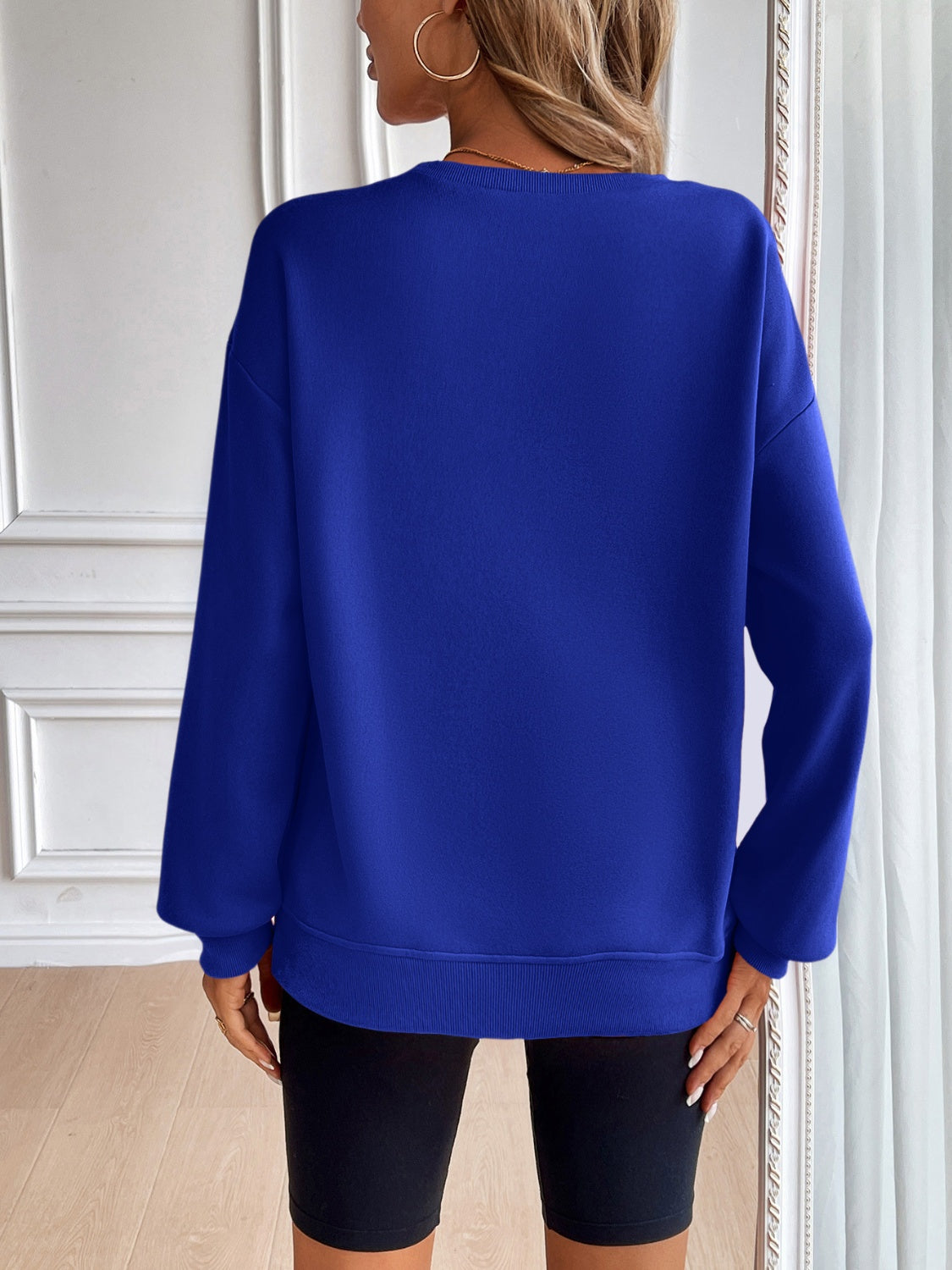 ivy lane round neck long sleeve sweatshirt