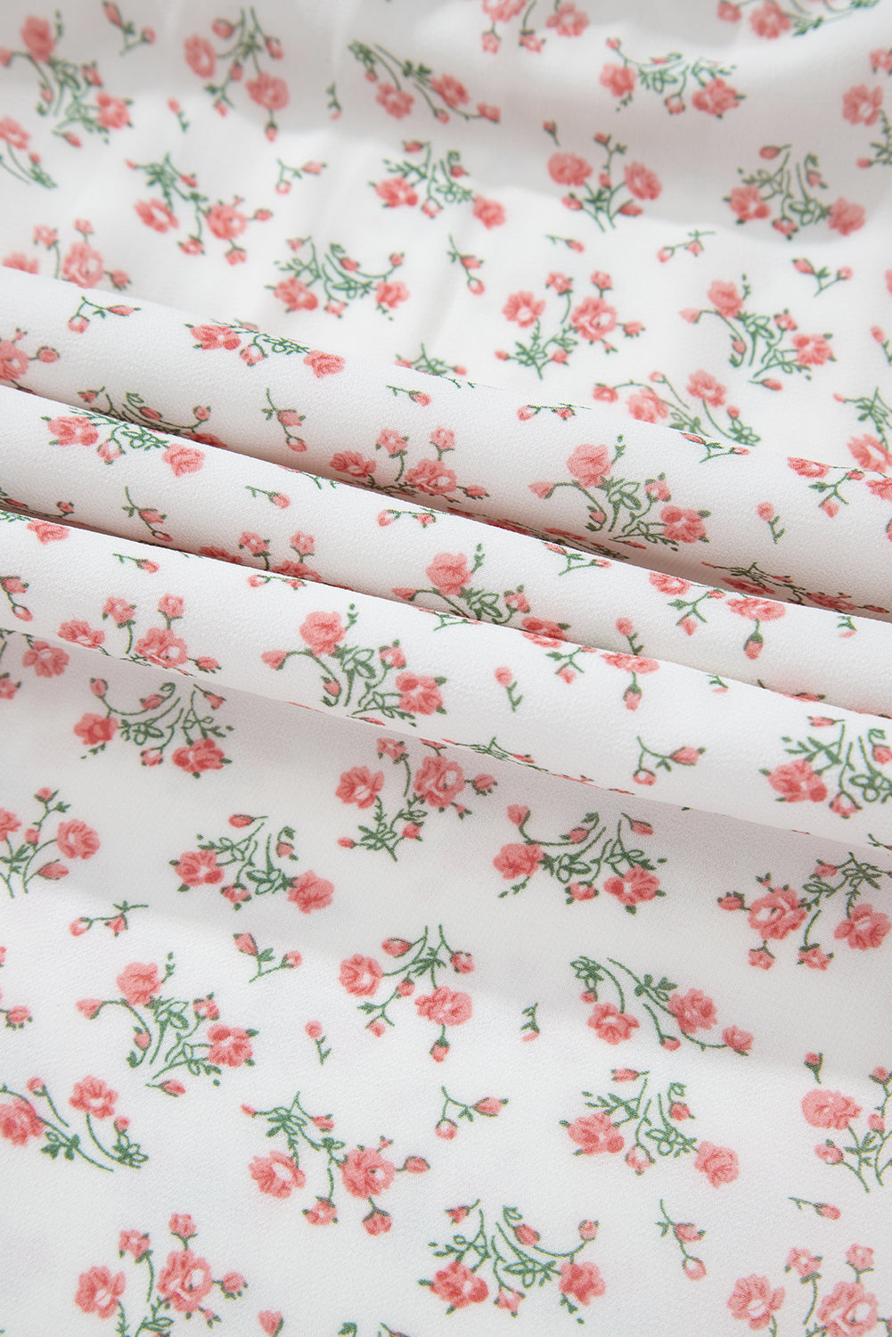 white floral print shirred ruffled hem square neck midi dress