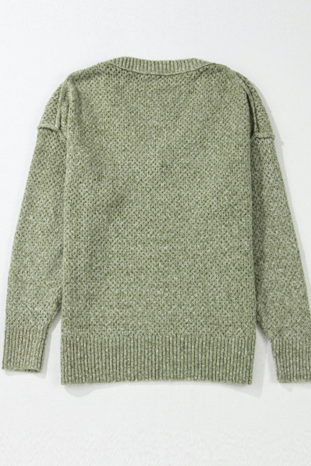 v-neck dropped shoulder long sleeve sweater