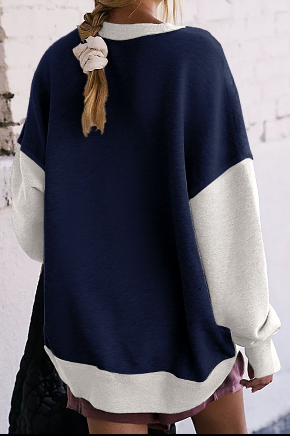 contrast round neck long sleeve sweatshirt