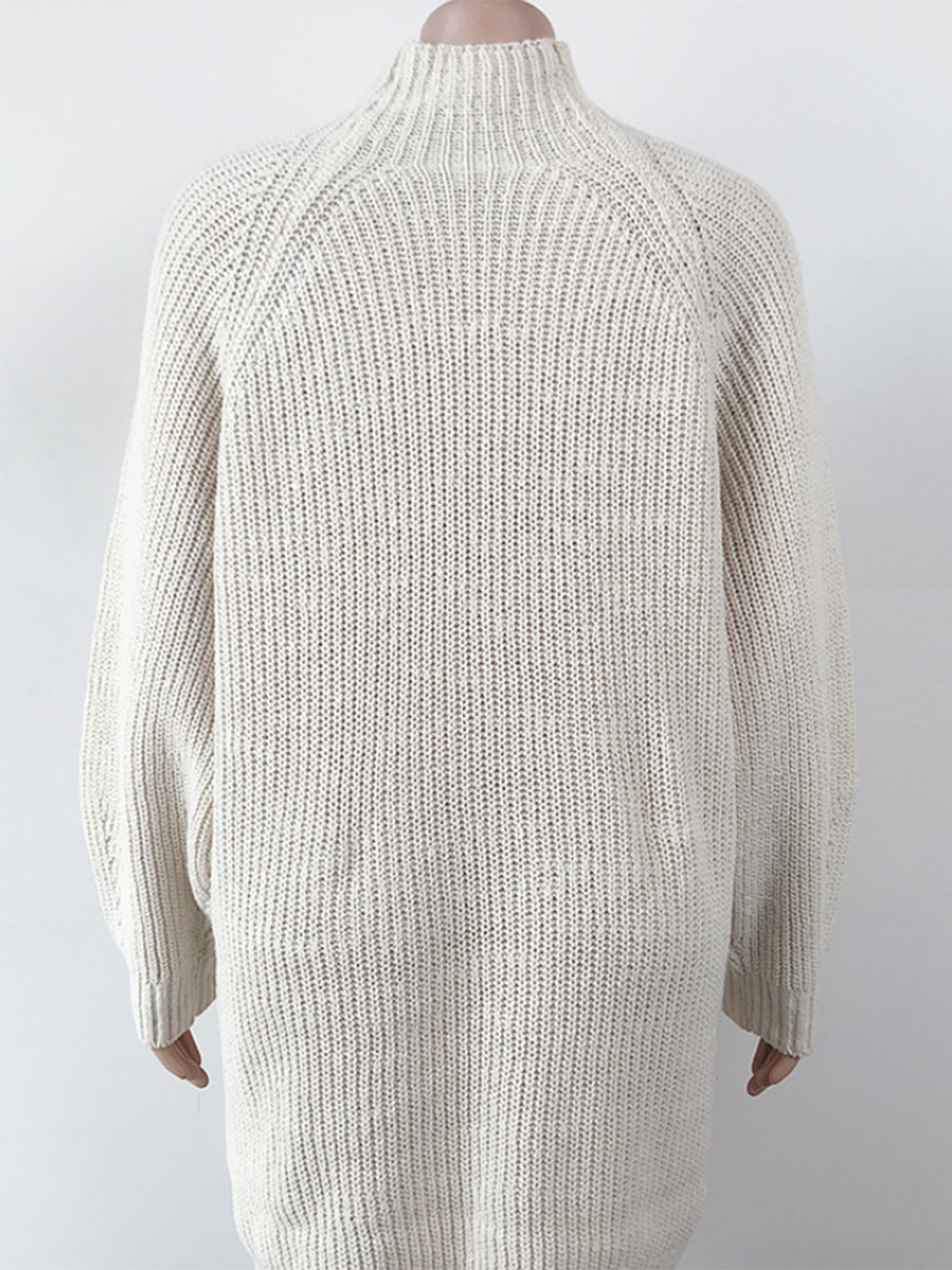 mock neck dropped shoulder sweater dress