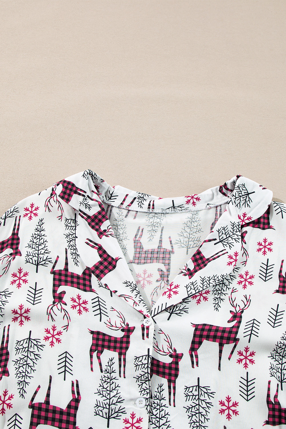white christmas printed shirt and pants pajama set
