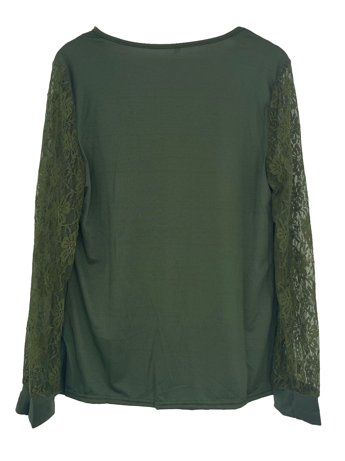 full size lace detail v-neck long sleeve blouse