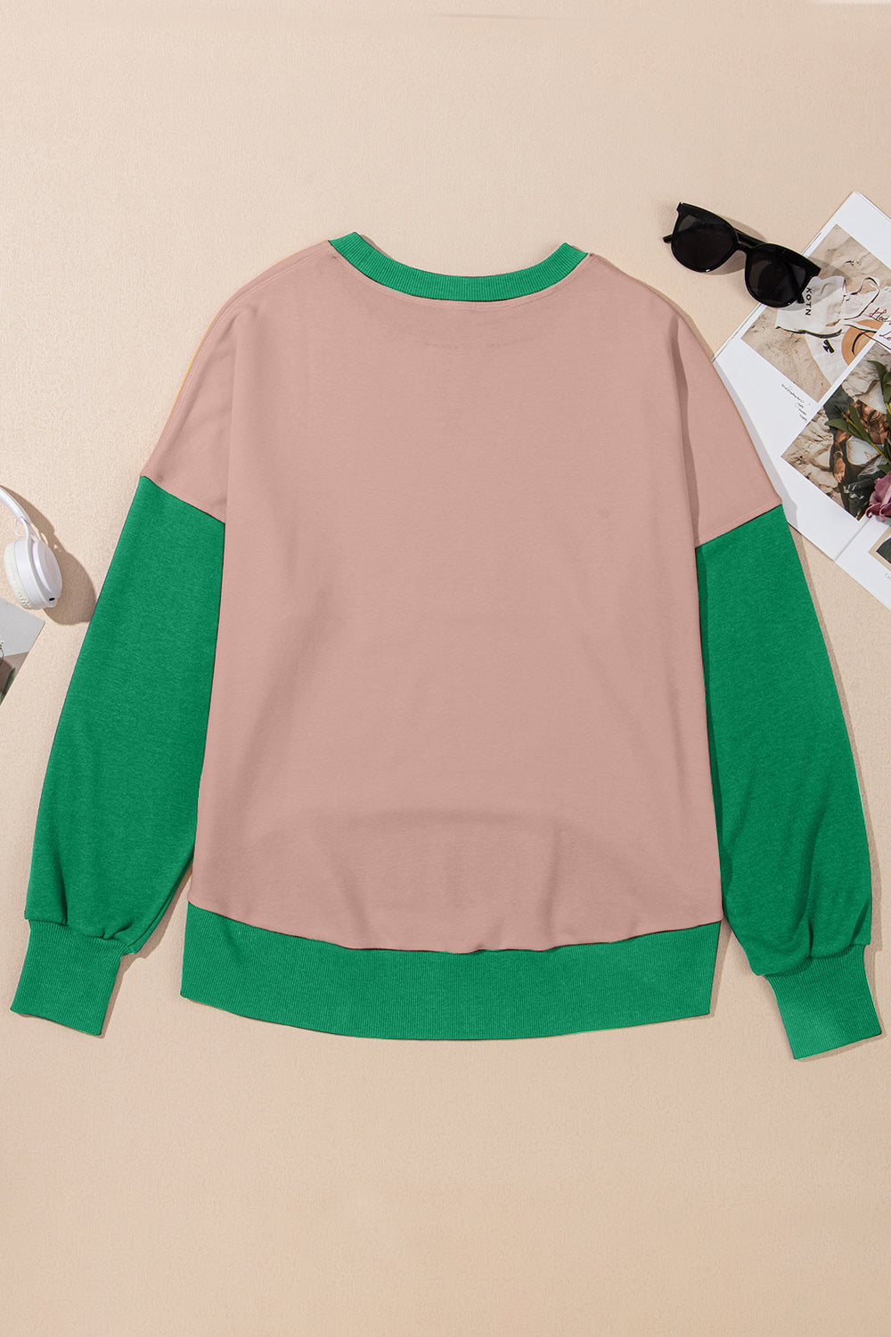 contrast round neck long sleeve sweatshirt