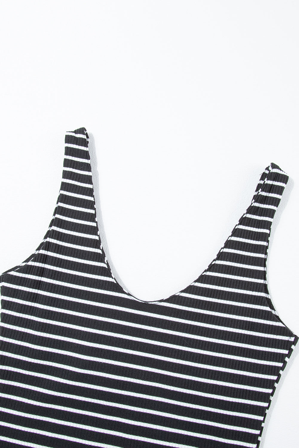 black stripe ribbed knit sleeveless mini dress