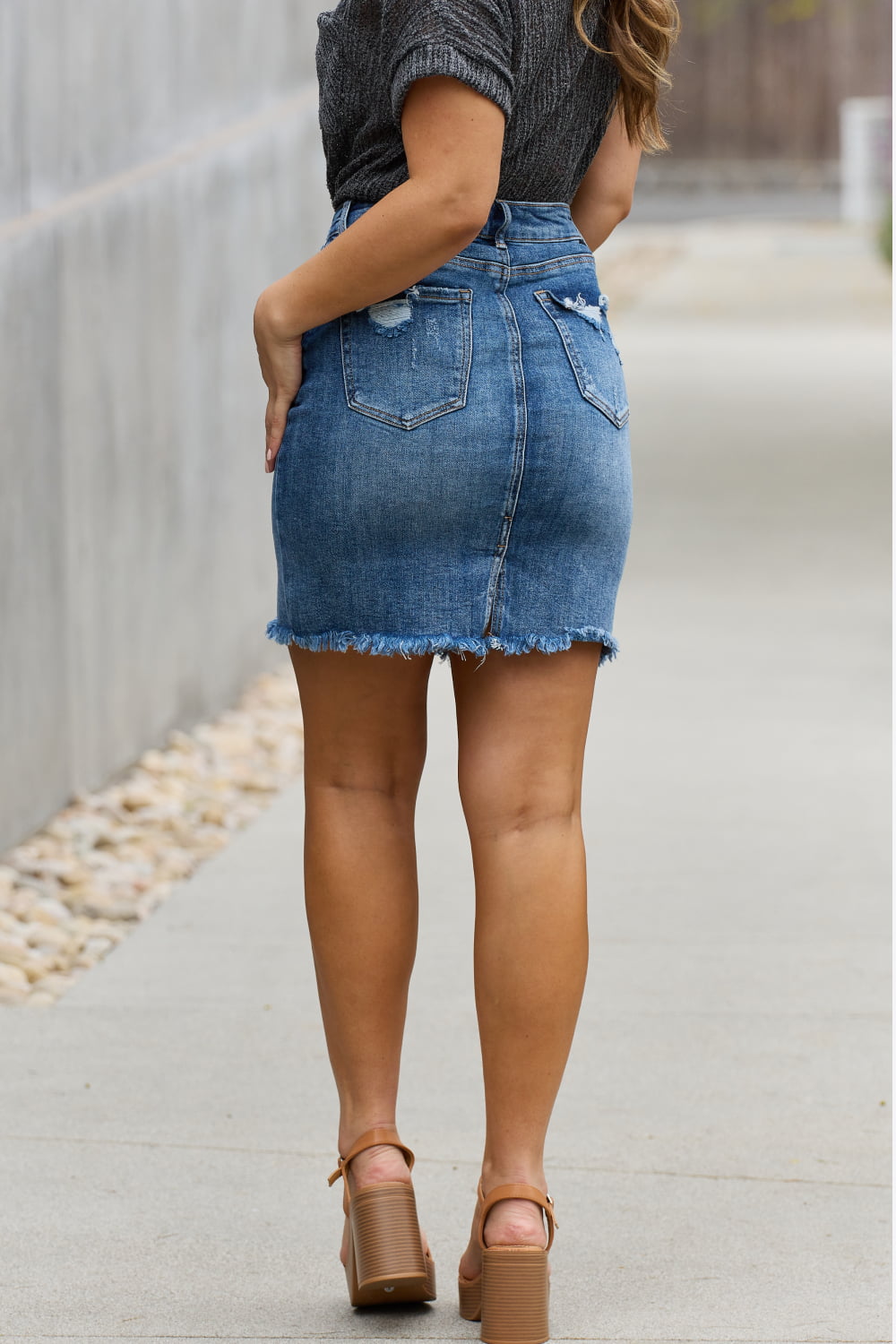 risen amelia full size denim mini skirt
