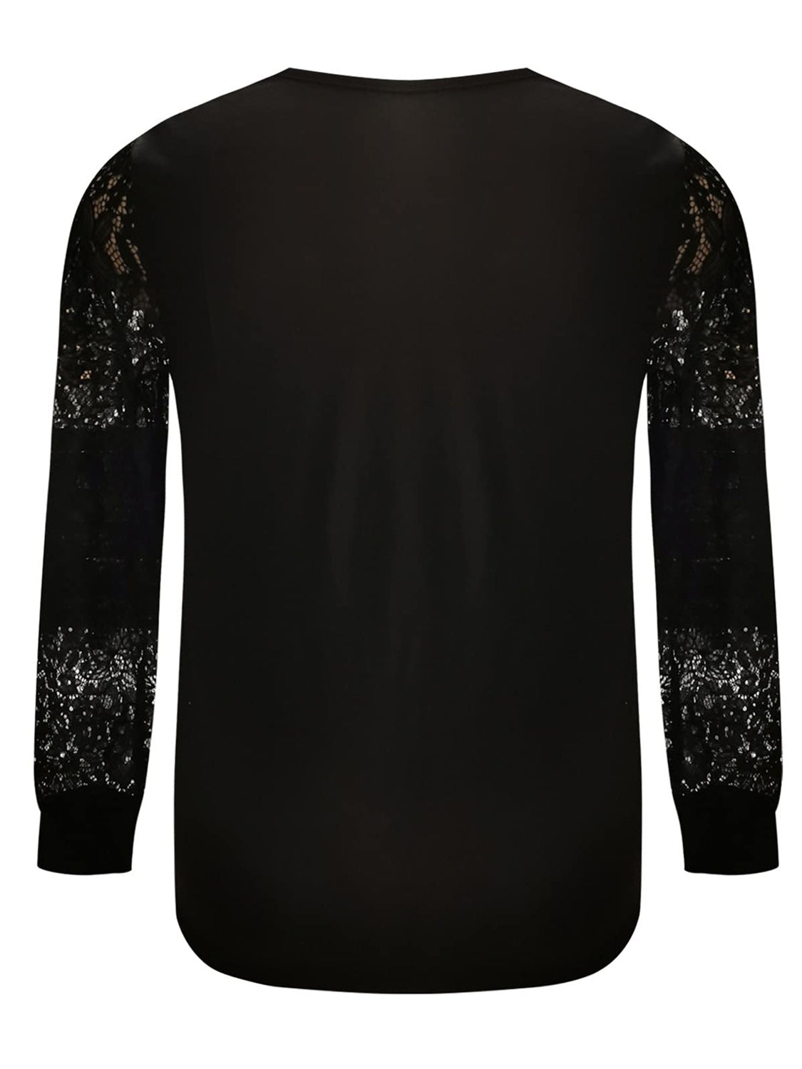 full size lace detail v-neck long sleeve blouse