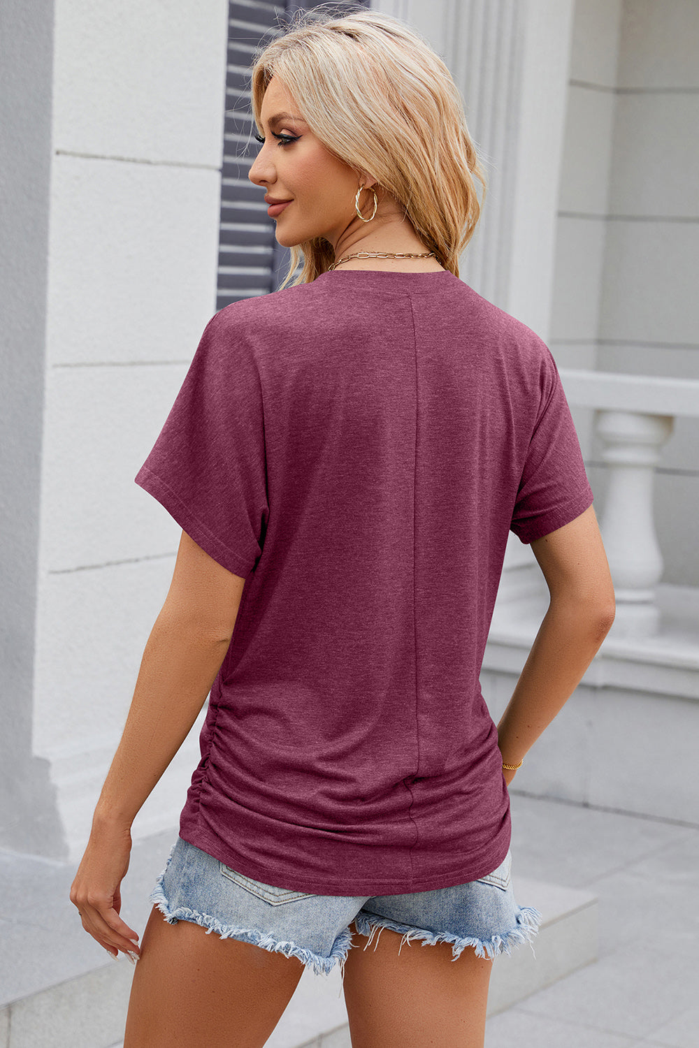 round neck flutter sleeve t-shirt