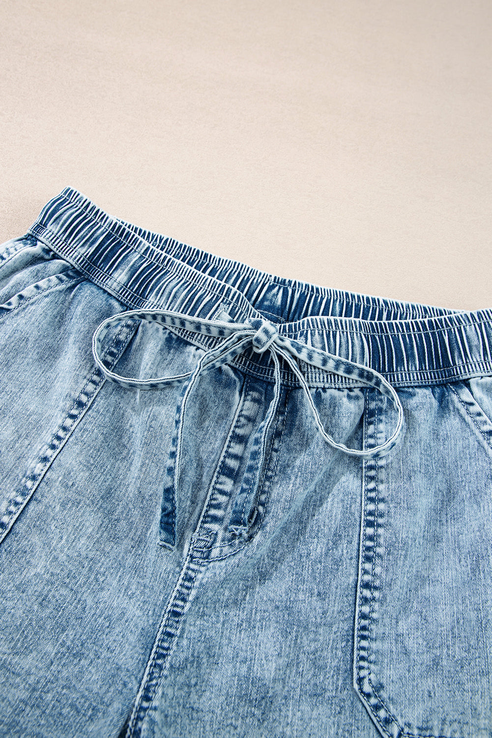 myosotis mineral wash drawstring waist loose straight denim pants