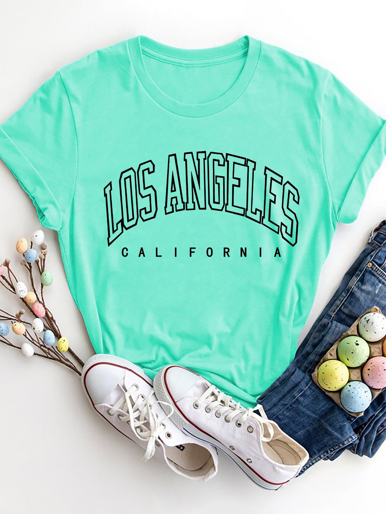 los angeles california round neck t-shirt