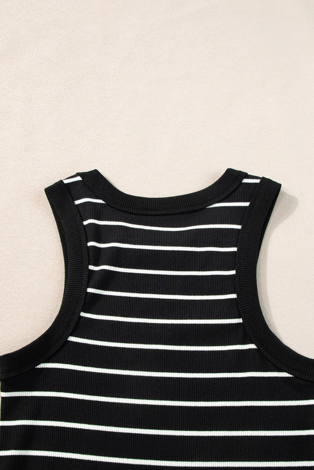 black stripe ribbed knit tank mini dress
