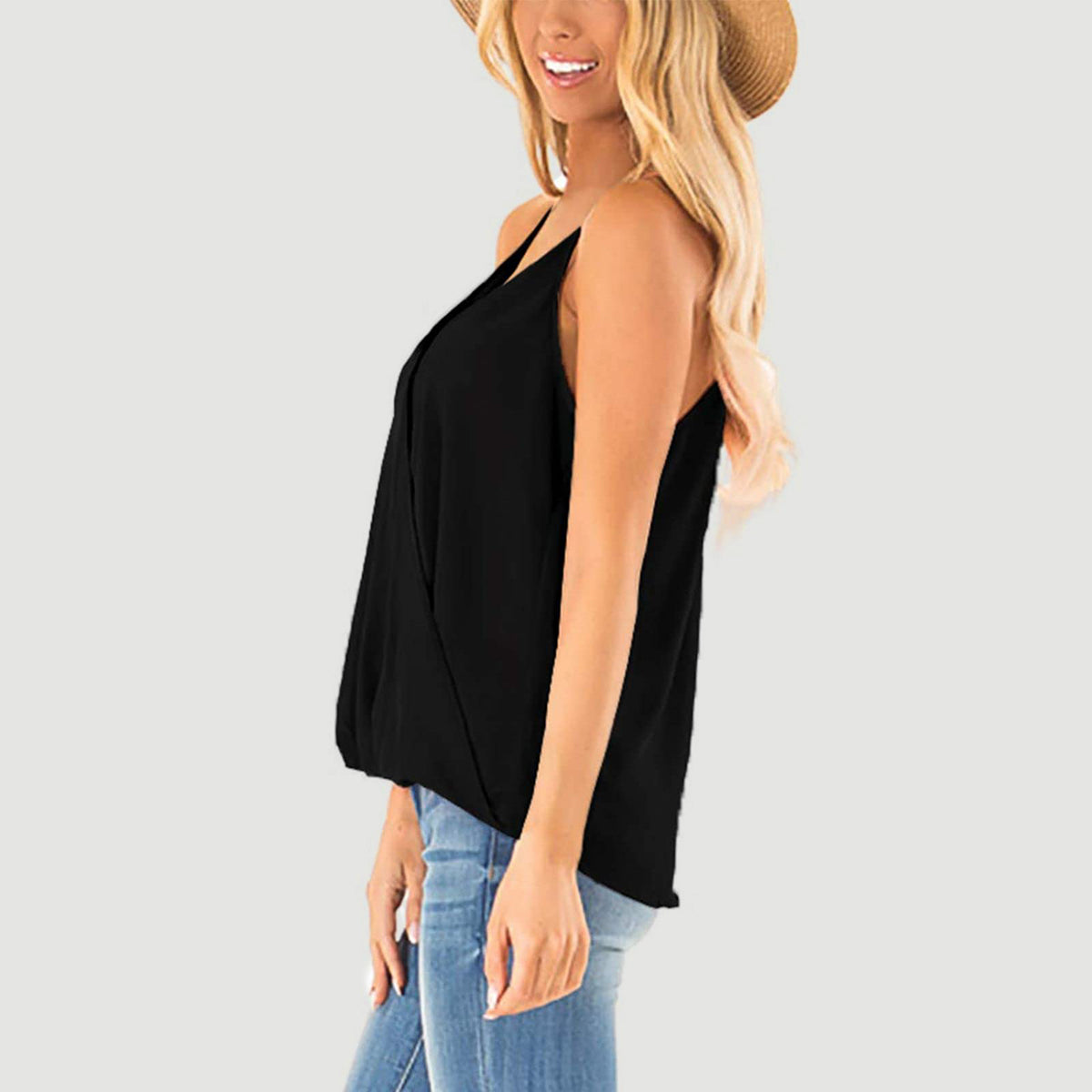 full size surplice spaghetti strap top