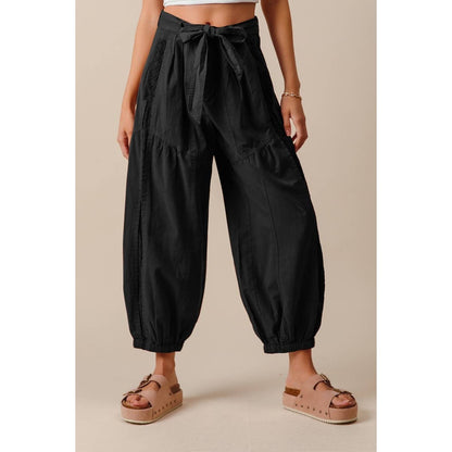 EYELET LACE TRIMMED JOGGER PANTS