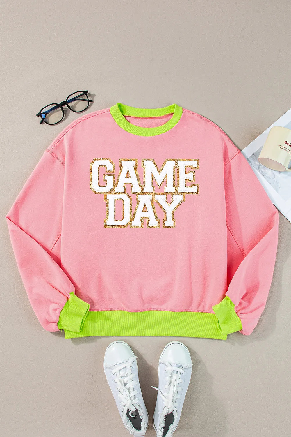 letter graphic round neck long sleeve sweatshirt