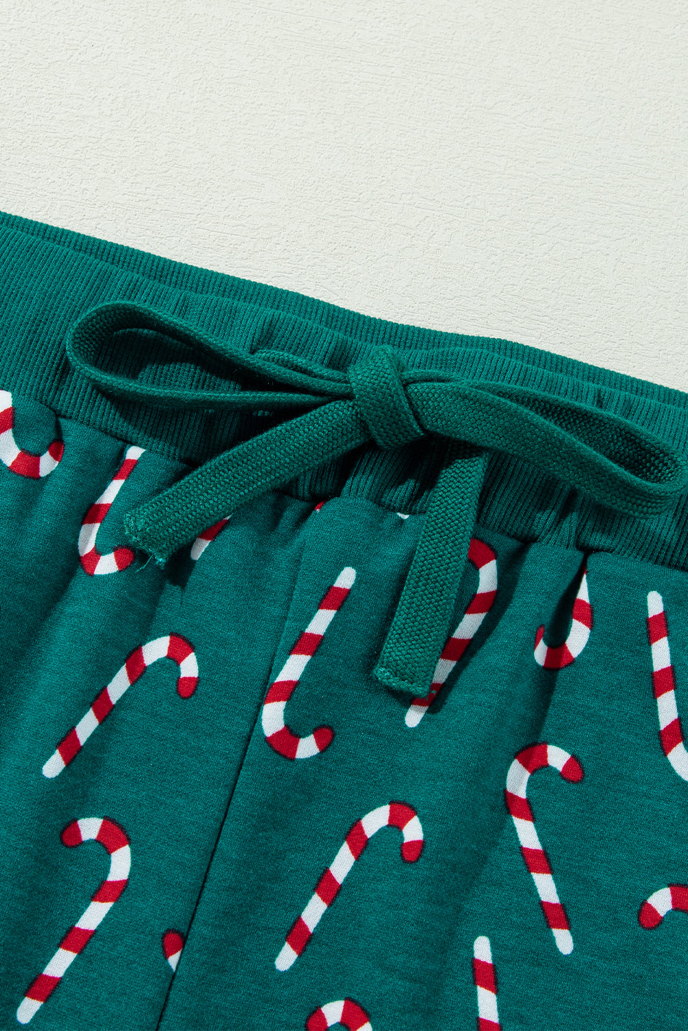 green christmas candy cane printed top and pants lounge set