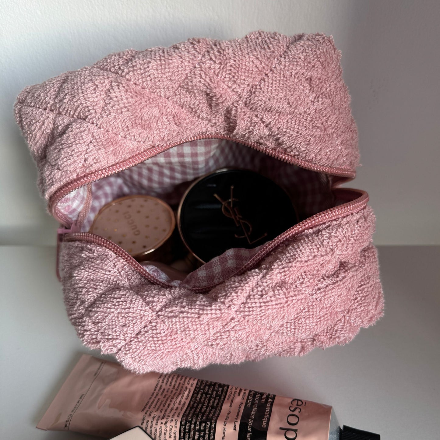 blush mini makeup bag