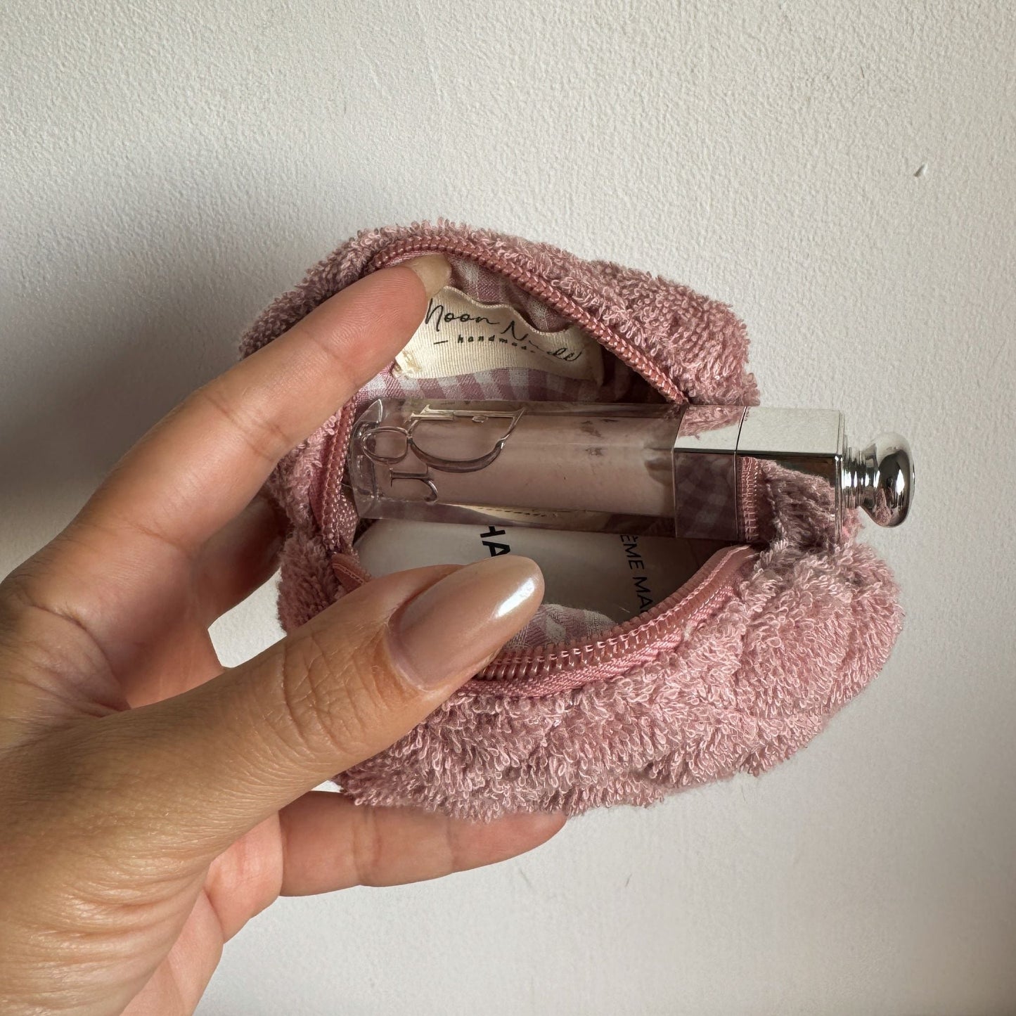 blush keychain bag