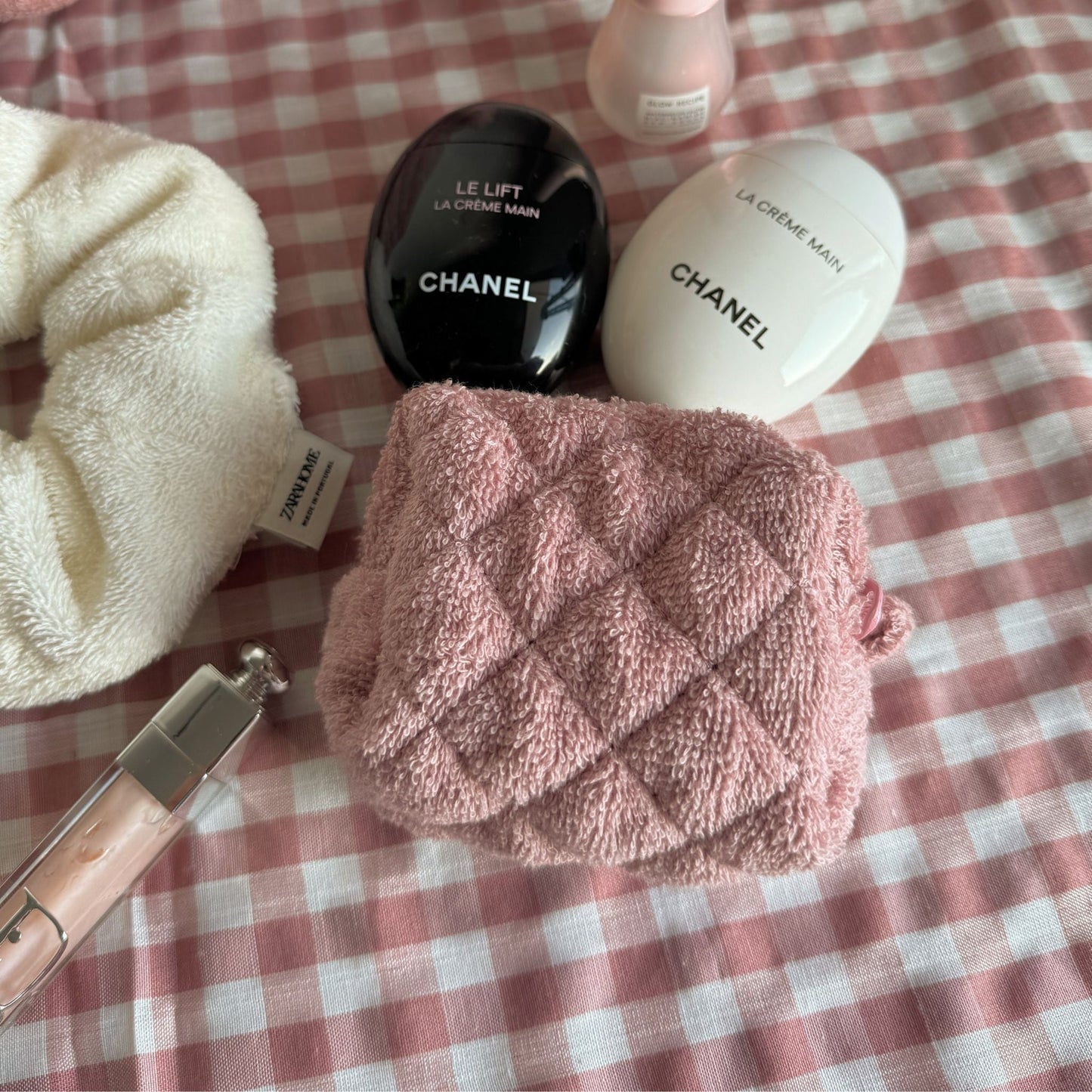 blush keychain bag