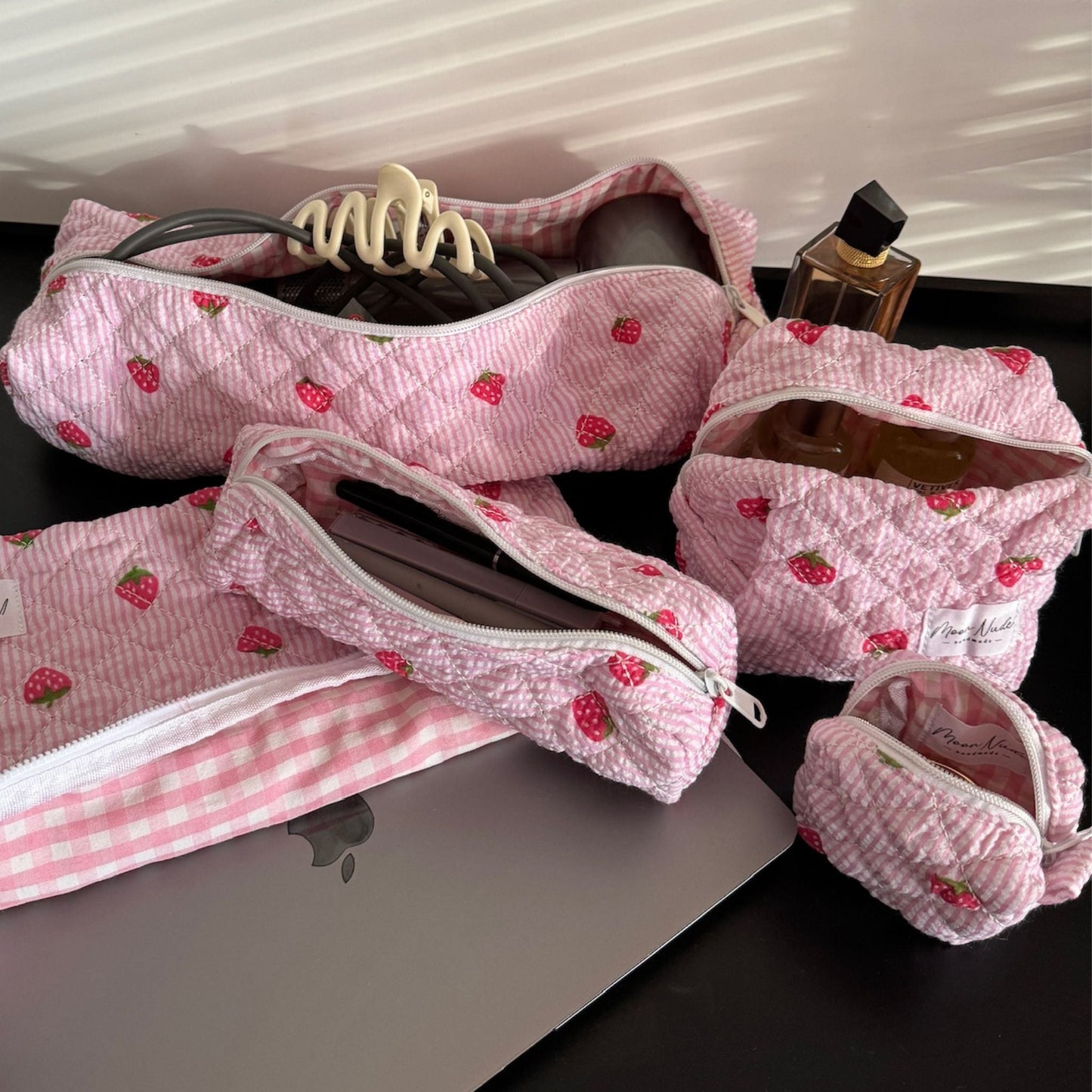 strawberry mini makeup bag