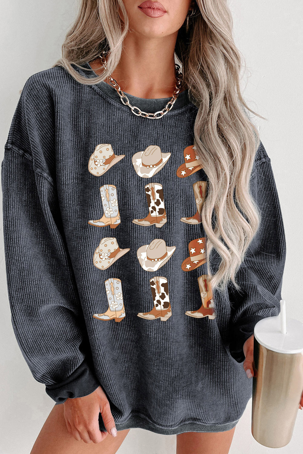 cowboy hat & boot graphic sweatshirt