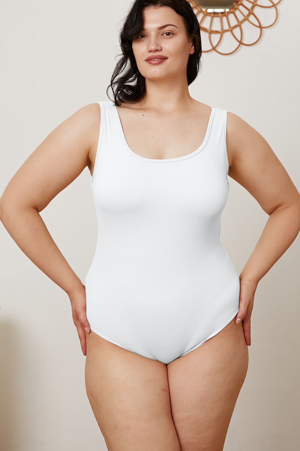 basic bae full size square neck sleeveless bodysuit
