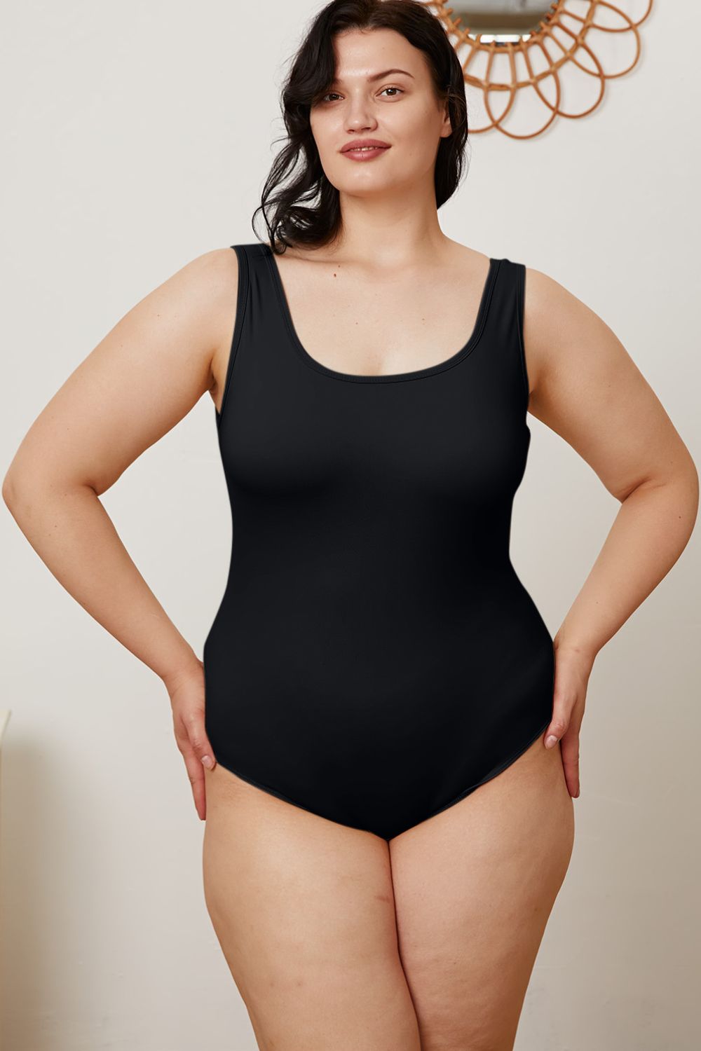 basic bae full size square neck sleeveless bodysuit