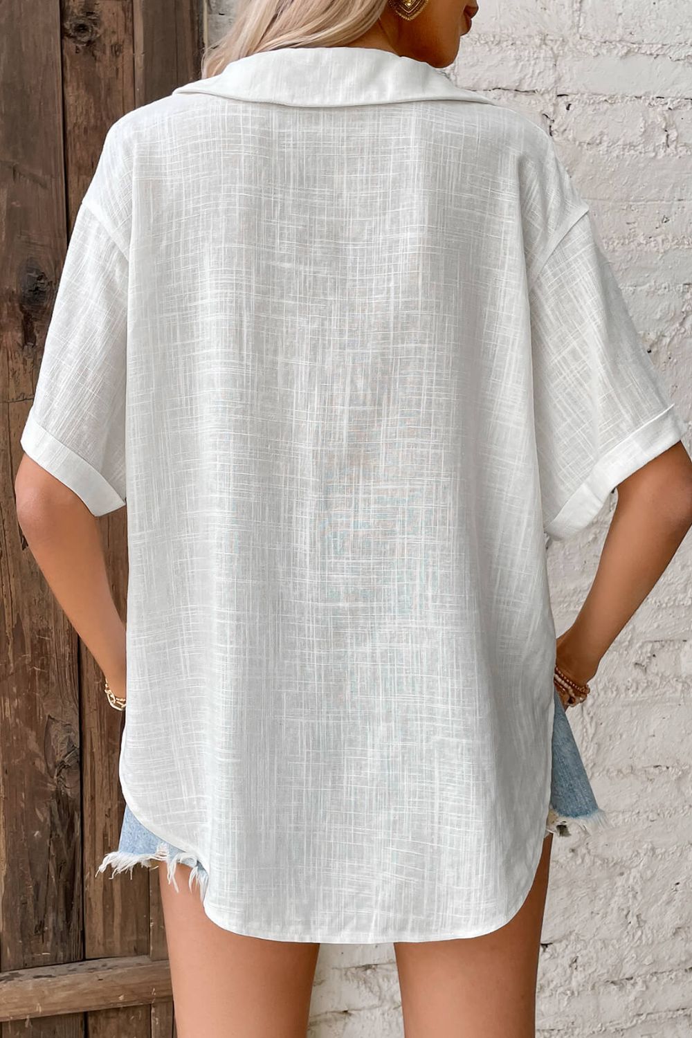 button front johnny collared blouse