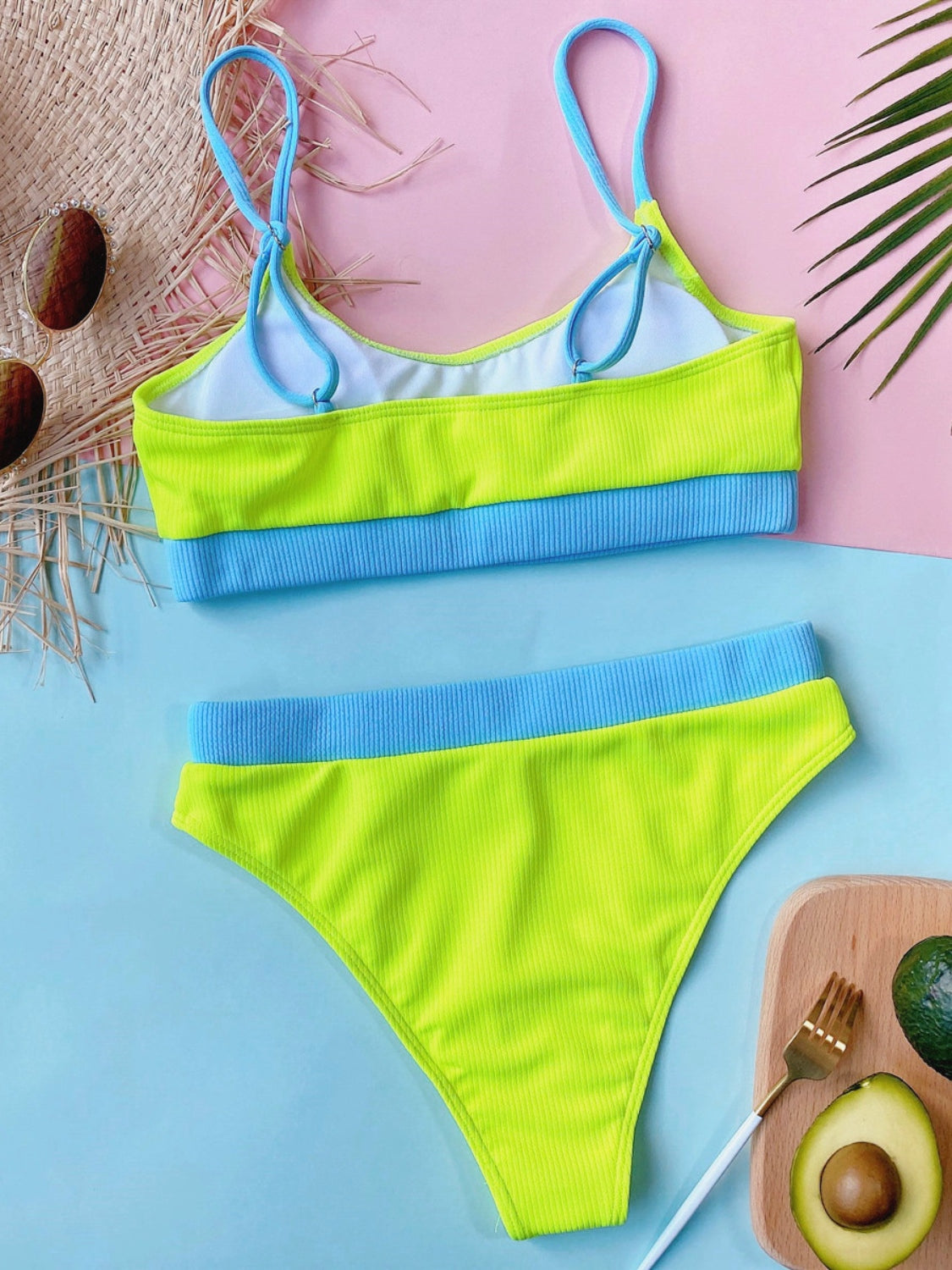 scoop neck spaghetti strap two-piece swim set